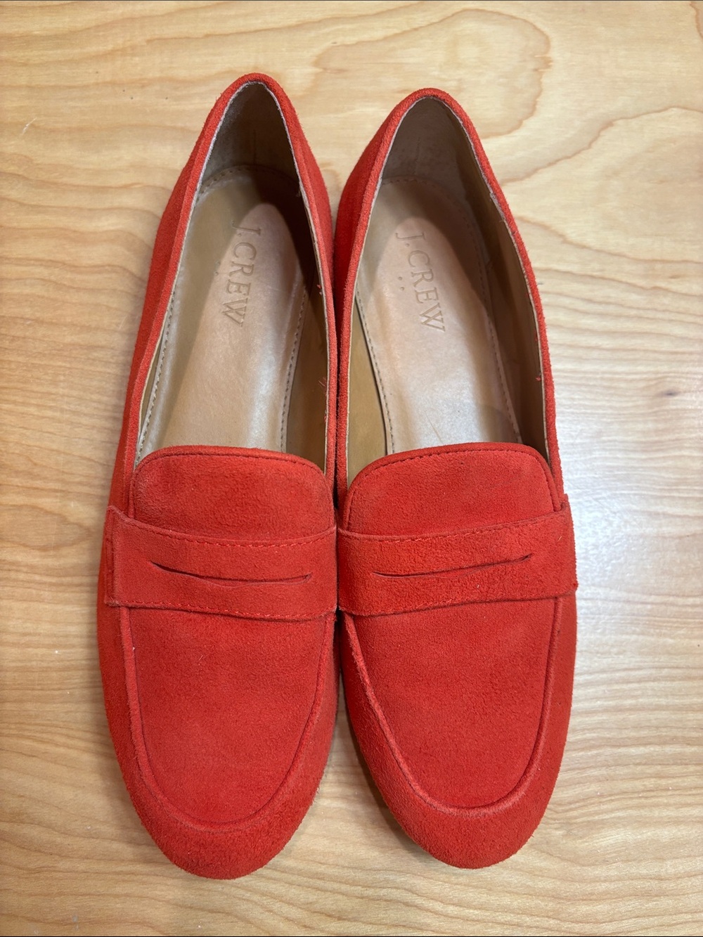 J. Crew Women's Orange-Red Suede Penny Loafers